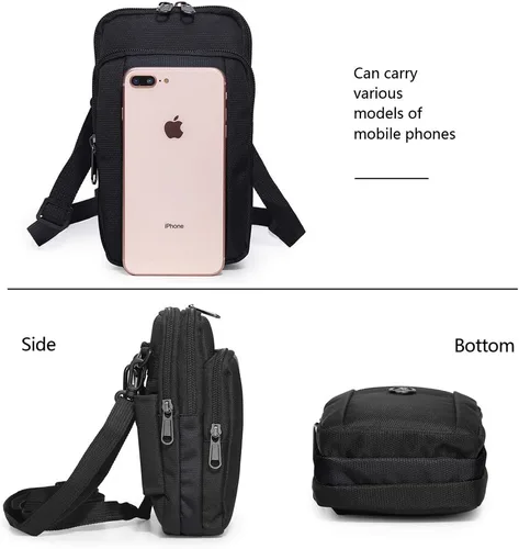 Vista 3 de Senient Wolf impermeable de nailon multifuncional teléfono Crossbody cintura cartera viaje pasaporte bolsa