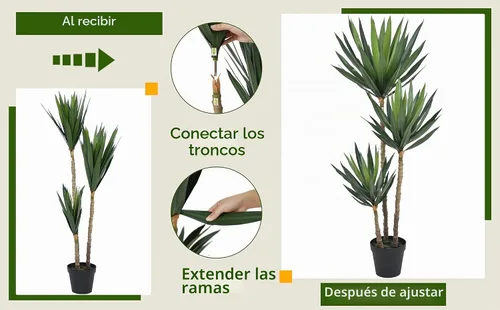 Vista 7 de Árbol de agave artificial de 5 pies con protección UV, 88 hojas