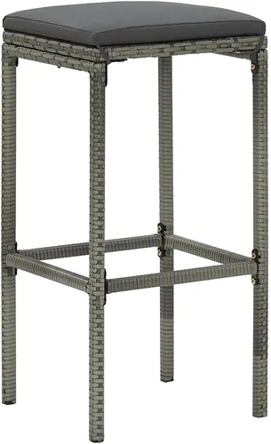 Vista 8 de Ensemble de Bar de Jardin 9 Pièces en Bois d'Acacia Massif Gris, Table Rectangulaire et 8 Tabourets avec Coussin Amovible Pour Terrasse, Jardin
