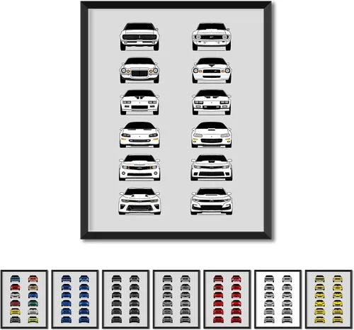 Vista 18 de Custom Car Posters Póster hecho a mano compatible con Chevy Corvette Generations e impresión de Chevrolet Corvette (C1 C2 C3 C4 C5 C6 C7 C8) – 2A.
