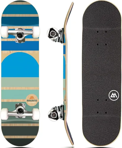 Vista 28 de Magneto Complete Skateboard 6-Layer Canadian Maple Double Kick Concave Deck Beginners, and Teens Astronaut