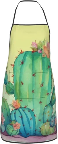 Vista 9 de Kitchen Cooking Aprons for Women Men Adjustable Bib Apron with Pockets Funny Cactus Chef Apron Waterproof