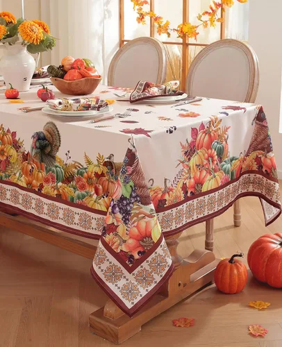 Vista 10 de Mantel rectangular con estampado de calabaza en acuarela de otoño, mantel rectangular de poliéster para otoño, resistente al agua, sin arrugas