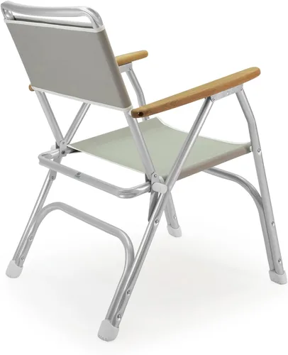 Vista 2 de Silla de barco cubierta gris plegable muebles de teca de aluminio marino M100G