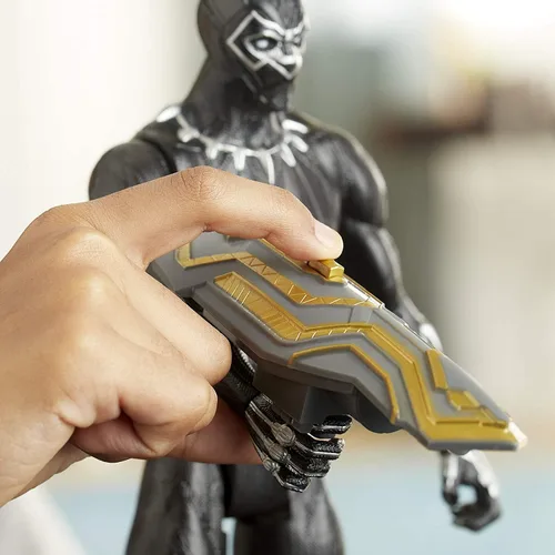 Vista 3 de HASBROSERIES Titan Hero Series Black Panther Figura de acción de 12 pulgadas con engranaje explosivo
