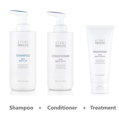 Vista 2 de Atomy Absolute Hair Care Set (3pcs) - Champú, acondicionador y paquete para el cabello