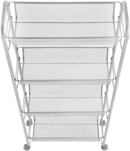 Vista 3 de mDesign Carrito organizador de almacenamiento de metal de acero delgado con 4 estantes para lavandería, cocina, organización de baño, soporte
