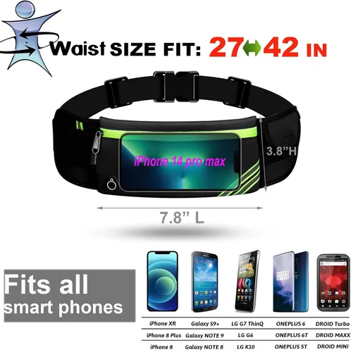 Vista 2 de USHAKE Cinturón para correr con bolsa sin rebote para iPhone y Samsung Galaxy, ideal para correr, caminar, ciclismo y entrenamientos de gimnasio