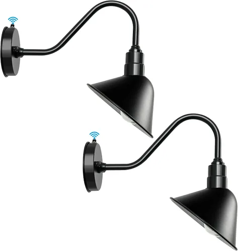 Vista 10 de Gooseneck-Barn Sign-Light Outdoor Store Fixture - Pantalla angular de cúpula de 8 pulgadas, luces pequeñas de pared con cucharadas del atardecer al