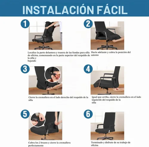 Vista 6 de H.VERSAILTEX Fundas para silla de oficina en casa, fundas elásticas para silla de escritorio de computadora, respaldo medio y alto, universal, funda