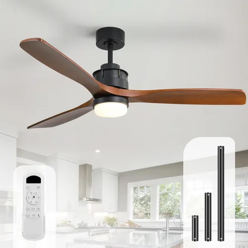 Vista 16 de Sofucor - Ventiladores de techo de 52 pulgadas con luces, ventilador de techo de madera sólida para interiores/exteriores con control remoto, motor
