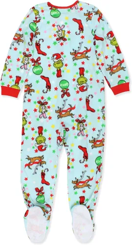 Vista 3 de The Grinch Dr. Seuss - Pijama de Navidad con pies para niños y niñas
