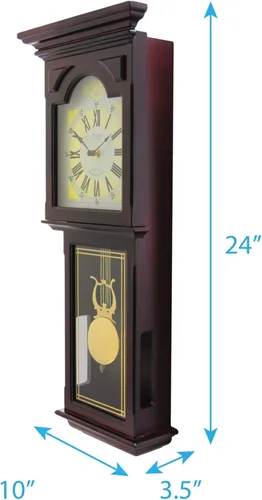 Vista 3 de Bedford Clock Collection Reloj de pared, marrón nogal