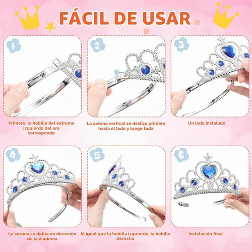 Vista 3 de Juego de 30 tiaras de corona de princesa para niñas, tiaras de plástico a granel, disfraz de fiesta, accesorios de cumpleaños para niños