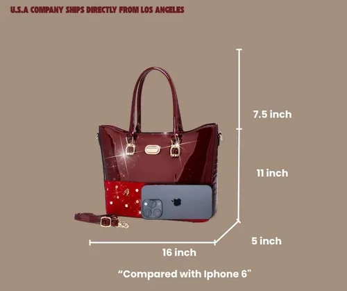 Vista 2 de Bolso de cuero vegano de diseñador de ItaliaEncantos adornadosCrystal StudsElegante bolso de hombroUSA Corp Se envía desdeLA
