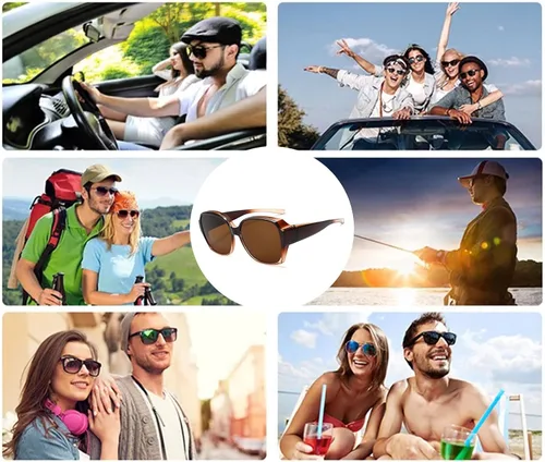 Vista 6 de YAMEIZE Gafas de sol polarizadas de moda, antideslumbrante, protección UV, rectangular, para conducir, para hombres y mujeres
