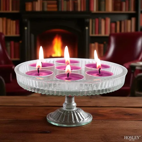 Vista 9 de Hosley Paquete de 120 velas aromáticas de cereza negra, velas de té a granel altamente fragantes para decoración del hogar, velas rojas pequeñas