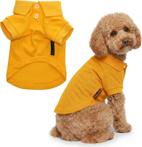 Vista 30 de Camisas Polo Parisian Pet - Camisa de Algodón Transpirable para Perros - Azul Sólido, Ropa de Verano con Capucha - Cuello con Botón para Perros