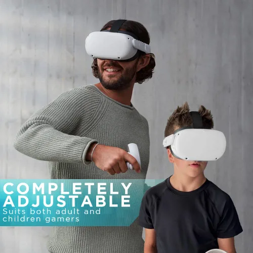 Vista 5 de Group Vertical VR Head Strap - Adjustable Straps Compatible with Oculus Quest 2-2-Point System with Dial Knob, Comfortable & Soft Padded Head Rest