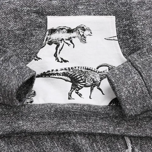 Vista 3 de Conjunto de ropa para bebé niño con capucha para otoño e invierno, pantalones de género neutro de manga larga