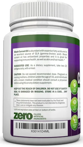 Vista 3 de Aceite de grosella negra, 1000 mg, 180 cápsulas blandas, aceite de semilla de grosella negra puro prensado en frío, sin hexano, 140 mg de GLA por