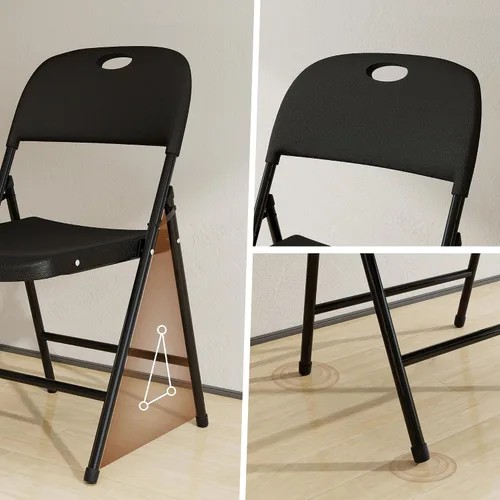 Vista 4 de Sillas plegables, silla plegable de plástico, sillas plegables de metal resistente de plástico para exteriores, asiento comercial plegable