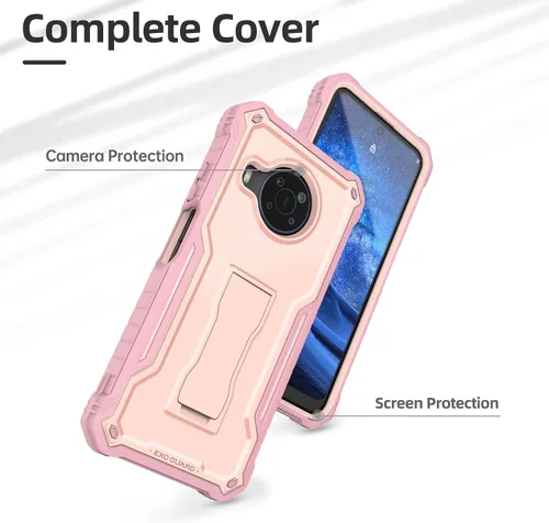 Vista 3 de ExoGuard Funda para Nokia X100, funda de goma a prueba de golpes de cuerpo completo con protector de pantalla de vidrio templado con soporte
