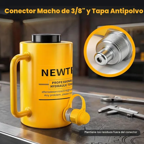 Vista 5 de NEWTRY Gato hidráulico hueco de 20 toneladas con cilindro de 2’’ de carrera Porta Power Ram de elevación industrial con retracción automática