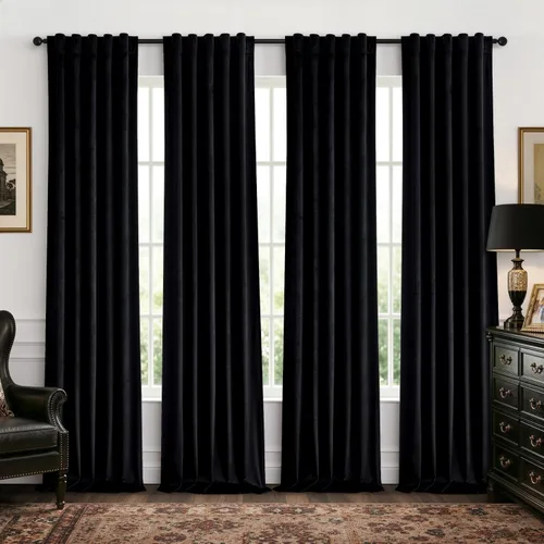 Vista 10 de MIULEE Navy Blue Velvet Curtains 4 Panels Set Back Tab 40 x 96 Inch Long Azul marino