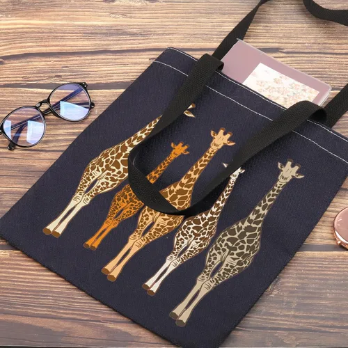 Vista 5 de G2TUP Bolsa de mano de jirafa amantes de la jirafa bolsa de comestibles reutilizable jirafa animal regalo de cumpleaños