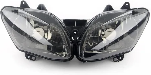 Vista 27 de Ensamble de lámpara de faro delantero para motocicleta compatible con Yamaha YZF600 R6 2006 2007 06 07 YZF-R6 Faro frontal transparente para moto
