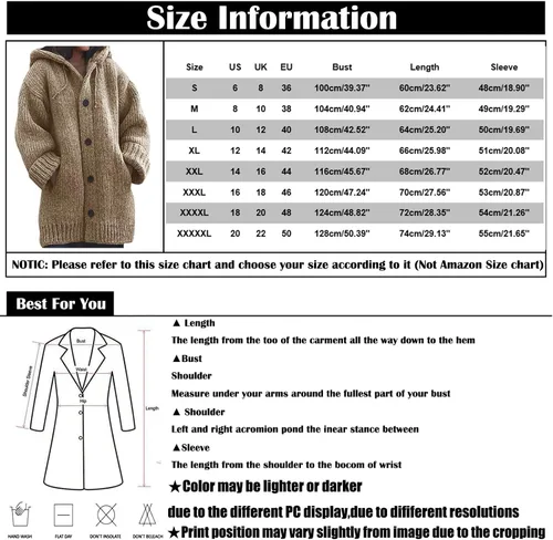 Vista 5 de Cárdigan para mujer, chaqueta de frente abierto, casual, acogedor, abrigos de vacaciones, talla grande, ropa de otoño e invierno, ropa Y2K, regalo