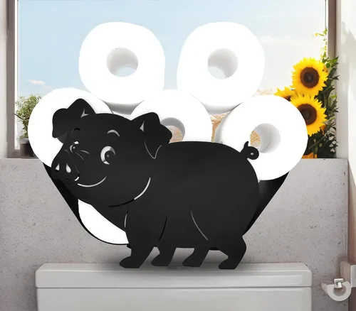 Vista 10 de Black Bear - Soporte de papel higiénico de metal, divertido soporte de papel de animales para baños, organizador independiente con capacidad para 8