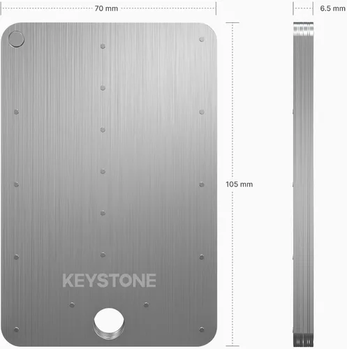 Vista 8 de KEYSTONE Almacenamiento de semillas criptográficas, cartera de metal con cápsula de acero criptográfico, respaldo de almacenamiento en frío