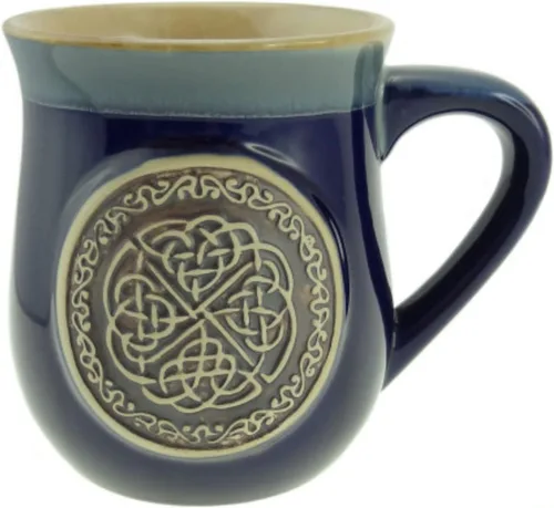 Vista 5 de Taza de gres de Glen Appin Escocia Taza de cerámica para café o cerveza 16.9 oz (500 ml) (Círculo celta - Negro)