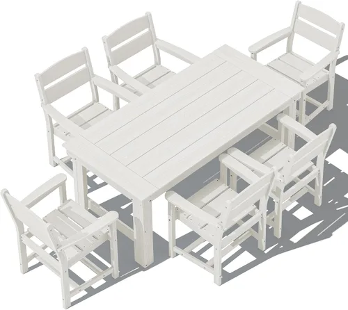 Vista 29 de SERWALL Juego de mesa y sillas de comedor para exteriores HDPE para 4 Azul marino