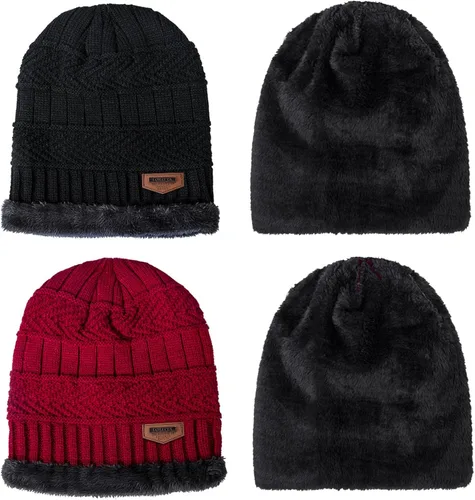 Vista 101 de Loritta Gorro de invierno cálido de punto grueso y holgado para hombre