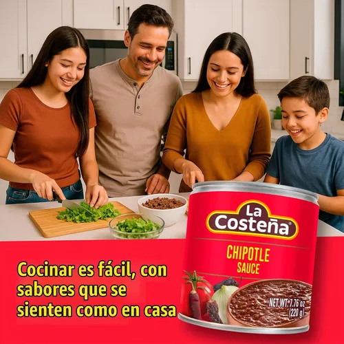 Vista 3 de La Costeña Chipotle Salsa Para adobos, cocinar y más Lata de 7.76 onzas (paquete de 24)