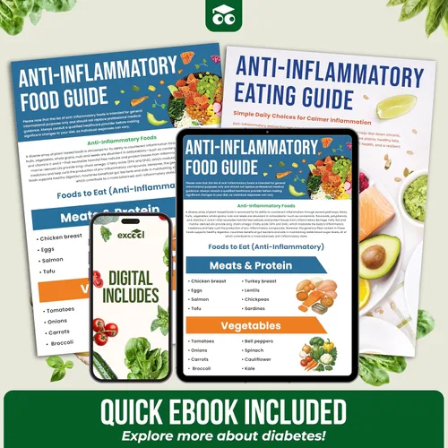 Vista 6 de EXCOOL CLUB Tabla de alimentos de dieta antiinflamatoria: póster de lista de alimentos laminados para artritis, alimentos para comer y evitar, guía