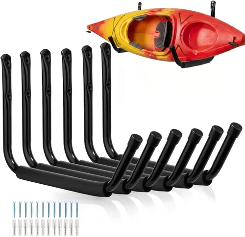 Vista 12 de Ganchos de almacenamiento de garaje y jardín, colgador de brazo jumbo resistente, ganchos de escalera de 9.5 pulgadas para sillas plegables