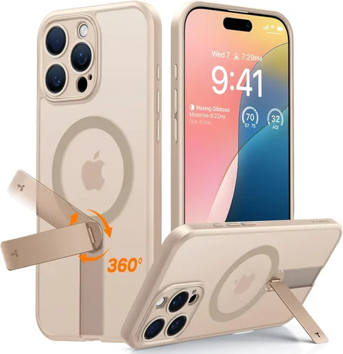 Vista 12 de TORRAS Funda magnética con soporte de 360° para iPhone 16, protección completa de la cámara, compatible con MagSafe, protección contra caídas