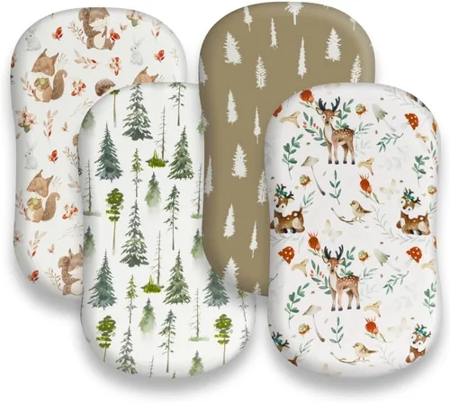 Vista 6 de Juego de 4 sábanas para moisés de madera neutra, unisex, para moisés estándar para bebés, niños o niñas