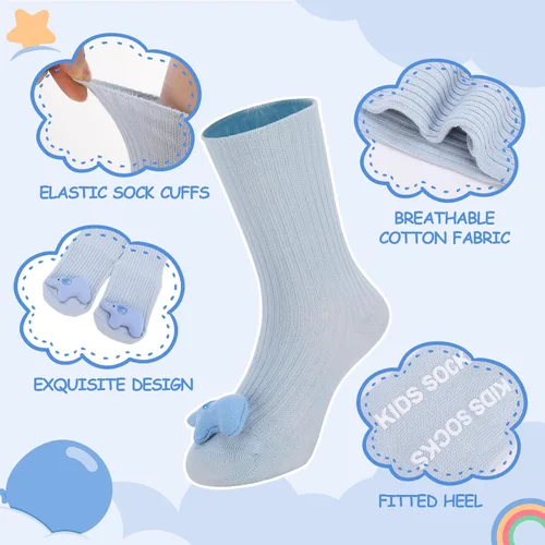 Vista 4 de 5 pares de calcetines de bebé tontos, calcetines 3D lindos animales para niños con agarres, divertidos calcetines locos regalos para baby showers