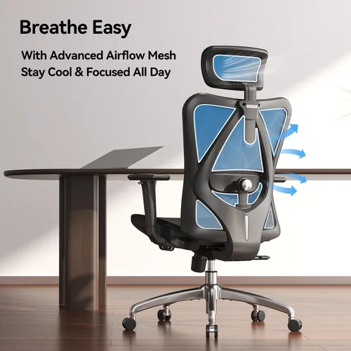 Vista 4 de SIHOO Silla de oficina ergonómica M57, silla de escritorio con respaldo de Negro