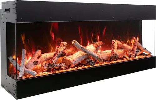 Vista 4 de Amantii TRV-85-BESPOKE Tru View Bespoke - Chimenea eléctrica de 3 caras para interiores y exteriores de 85 pulgadas con WiFi, Bluetooth, altavoz