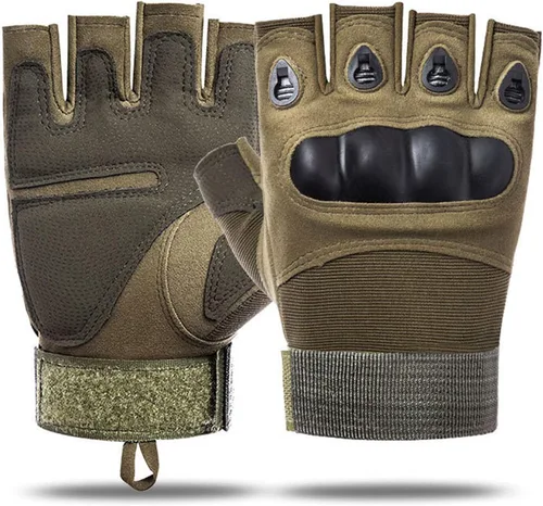 Vista 8 de SUJAYU Guantes de entrenamiento sin dedos para hombres con protección de nudillos para deportes al aire libre