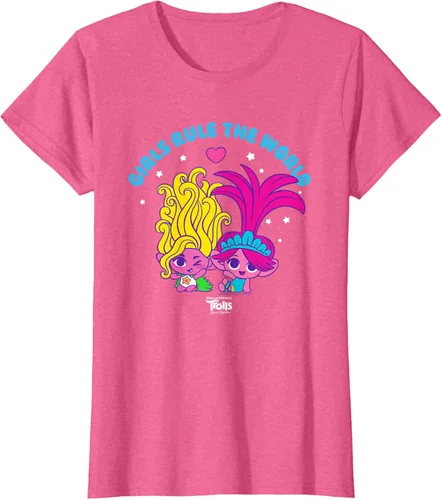 Vista 20 de DreamWorks Trolls Band Together - Camiseta para niñas con leyenda "Rule", diseño Negro