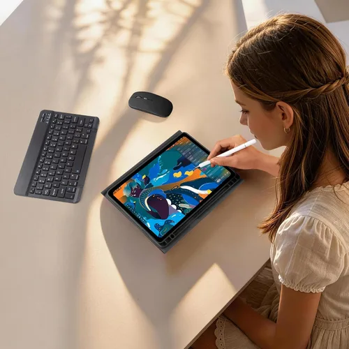 Vista 8 de Funda de teclado para Samsung Galaxy Tab A9 Plus de 11.0 pulgadas (SM-X210/X215/X216/X218), teclado desmontable recargable con cubierta de puerto