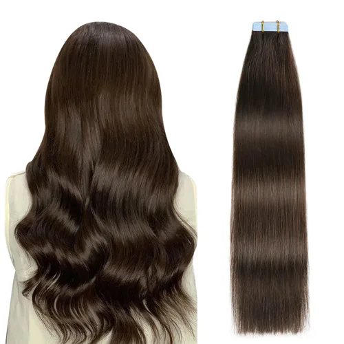 Vista 8 de SUYYA Extensiones de Cabello Humano Rizado Liso con Cinta, Color Negro Natural, Extensiones de Cabello con Cinta, Cabello Humano Rizado Liso, 12