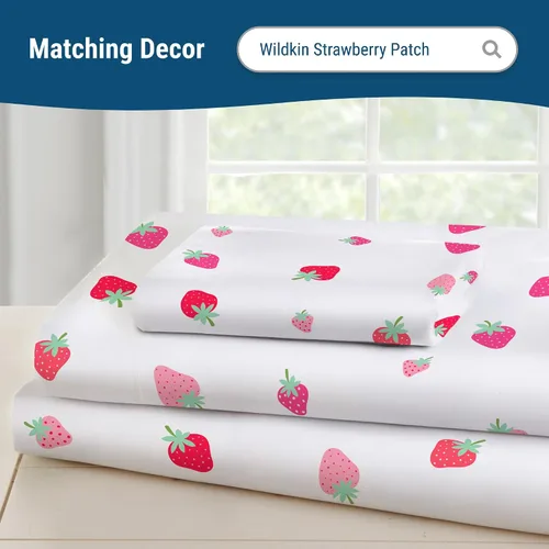 Vista 4 de Wildkin Funda de almohada para niños 100% algodón, suave, transpirable y tamaño estándar (20 x 30), parche de fresa